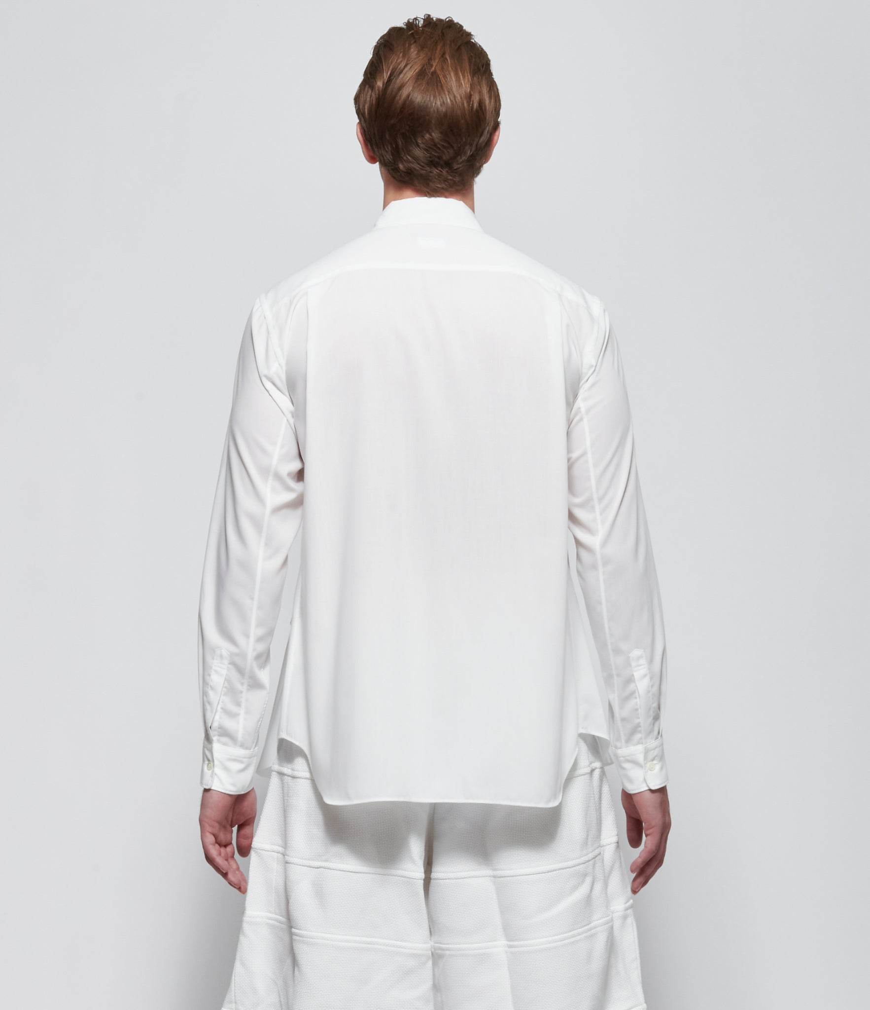 SS26 Comme Des Garcons Homme Plus Ruffle Zip White Shirt