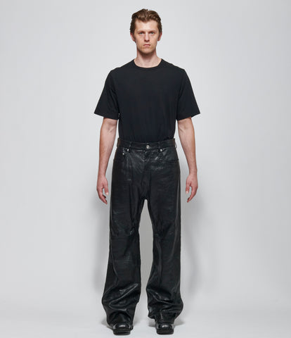 SS26 PRE Rick Owens Mens Pantaloni in Pelle Geth Jeans