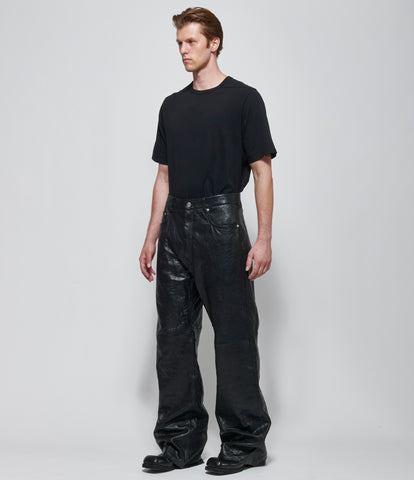 SS26 PRE Rick Owens Mens Pantaloni in Pelle Geth Jeans