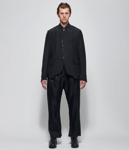 SS26 Elena Dawson Mens Black Silk Satin Reverse 7X Short Blazer Notch