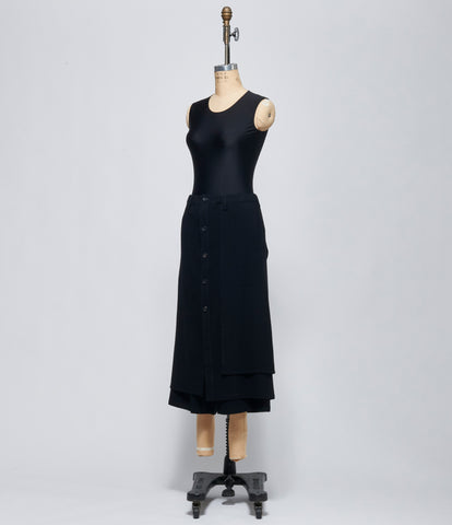 FW26 Yohji Yamamoto Womens F Button Wrap Pants Black