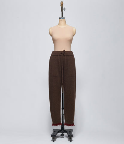 FW26 Uma Wang Womens Brown Red Long Wool Pants