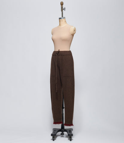 FW26 Uma Wang Womens Brown Red Long Wool Pants
