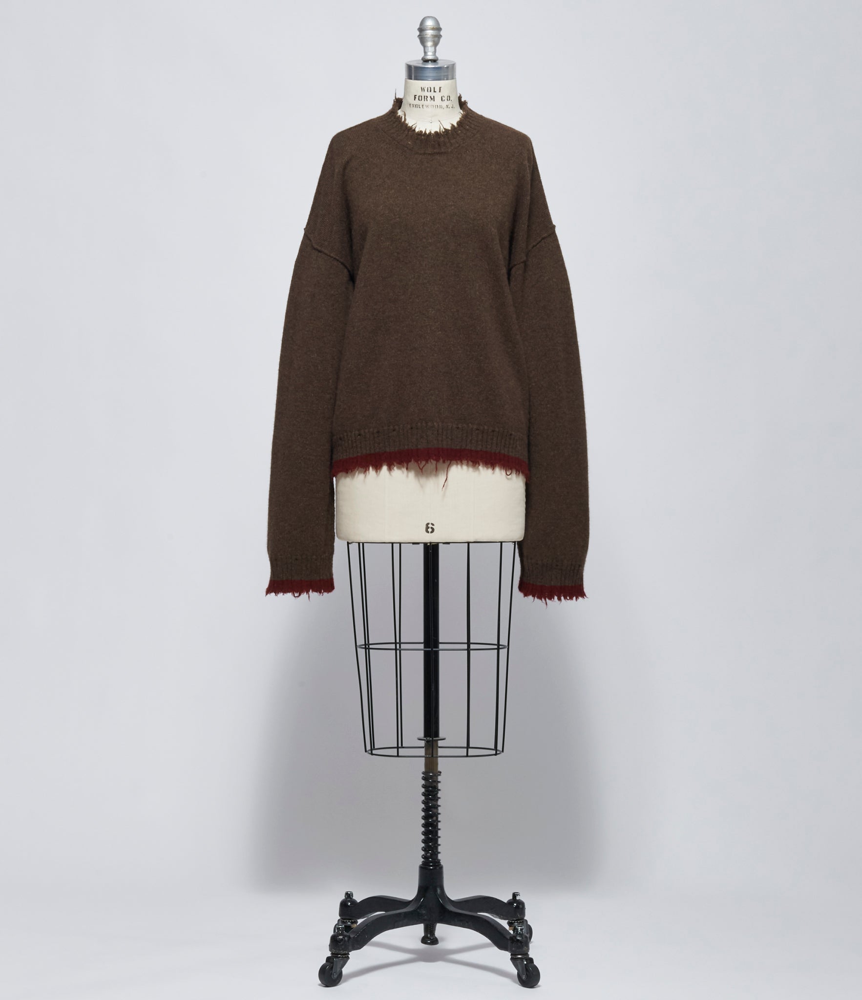 FW26 Uma Wang Womens Long Sleeve Sweater Brown/Red