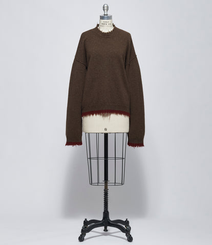 FW26 Uma Wang Womens Long Sleeve Sweater Brown/Red
