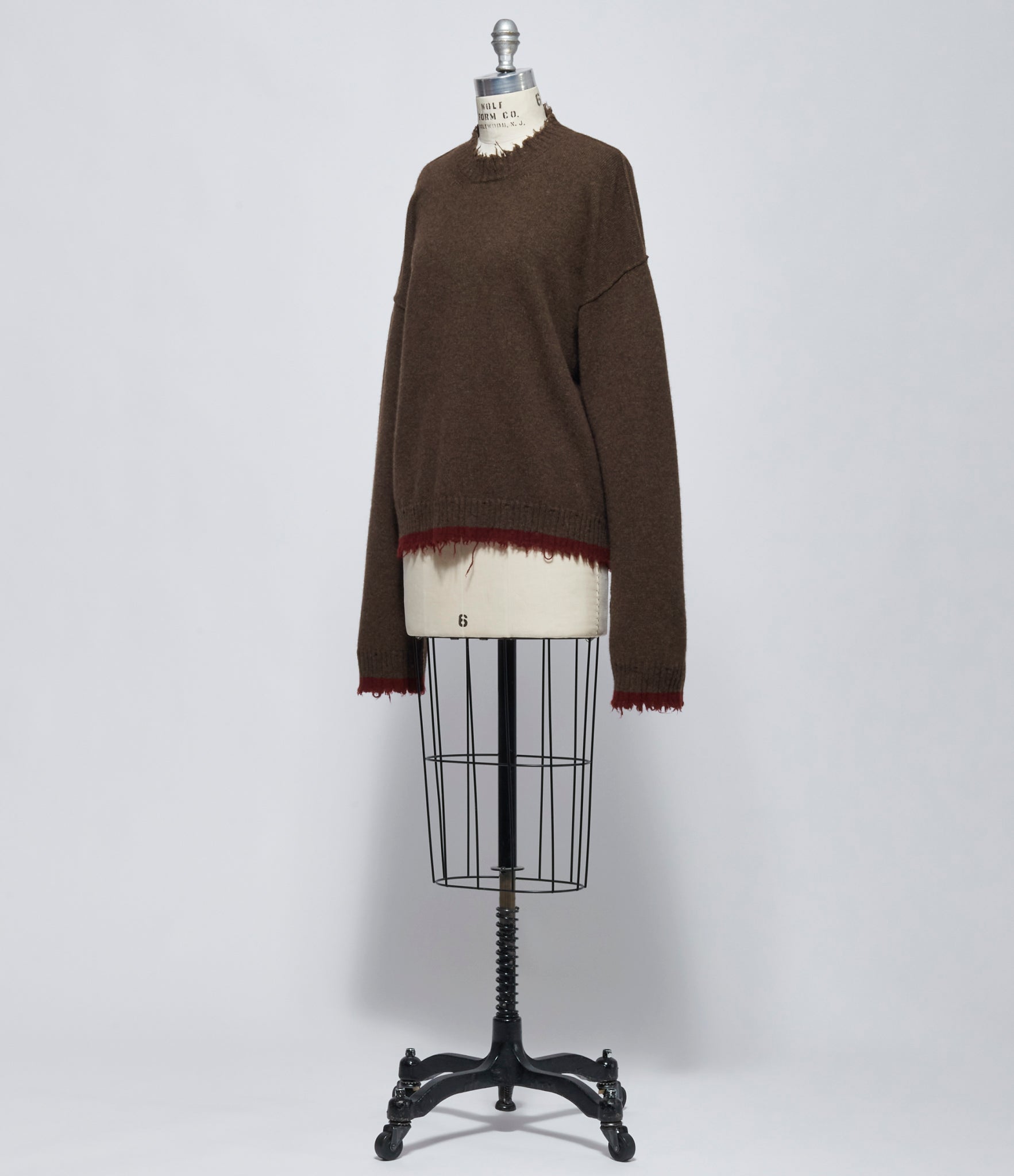 FW26 Uma Wang Womens Long Sleeve Sweater Brown/Red