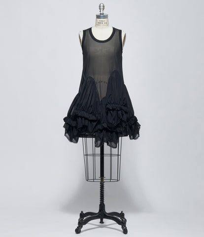 FW26 Comme des Garçons Womens Sheer Ruffle Tank Top