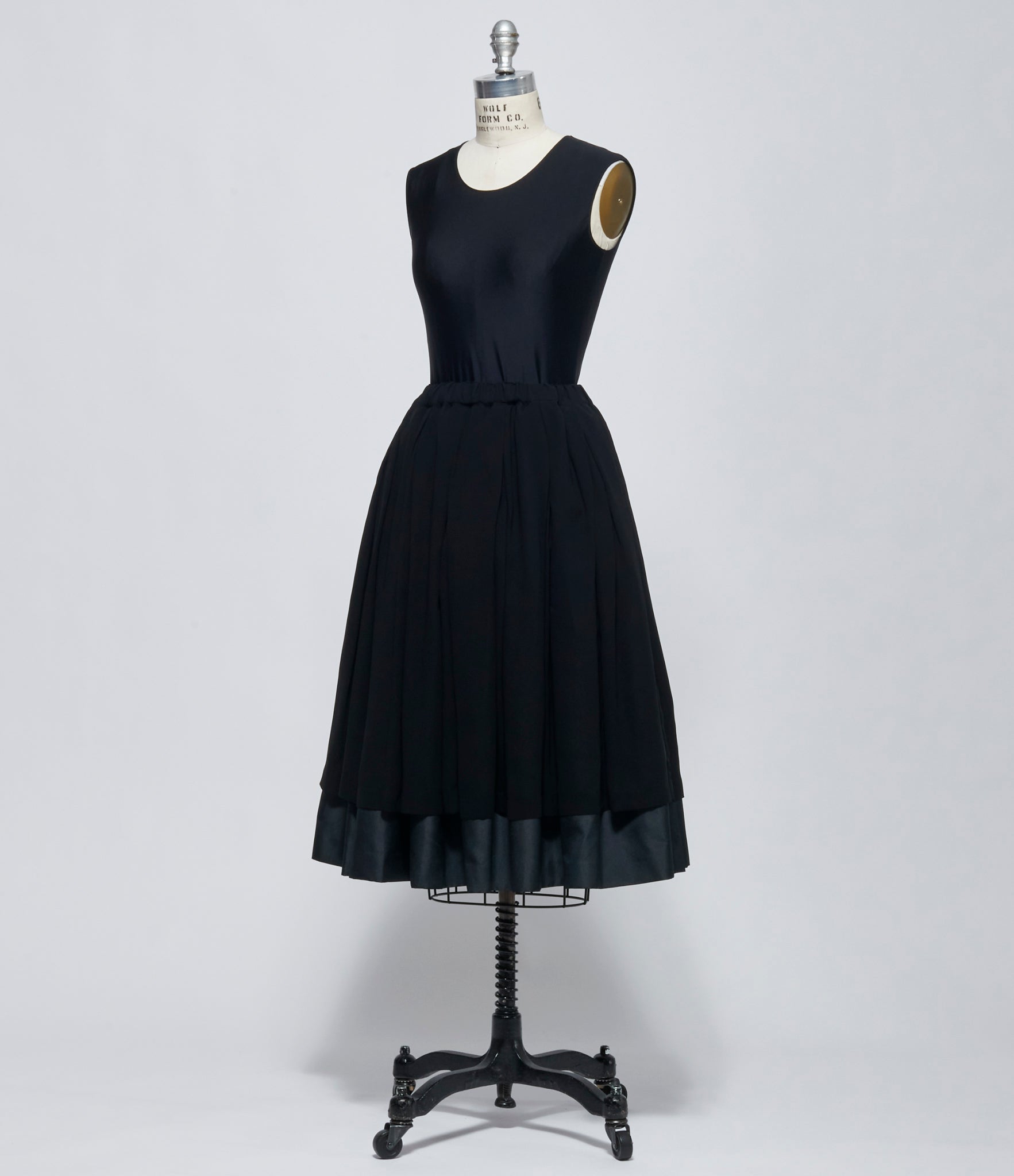 FW26 Comme des Garçons Womens Black Pleated Layered Midi Skirt