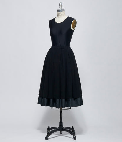 FW26 Comme des Garçons Womens Black Pleated Layered Midi Skirt