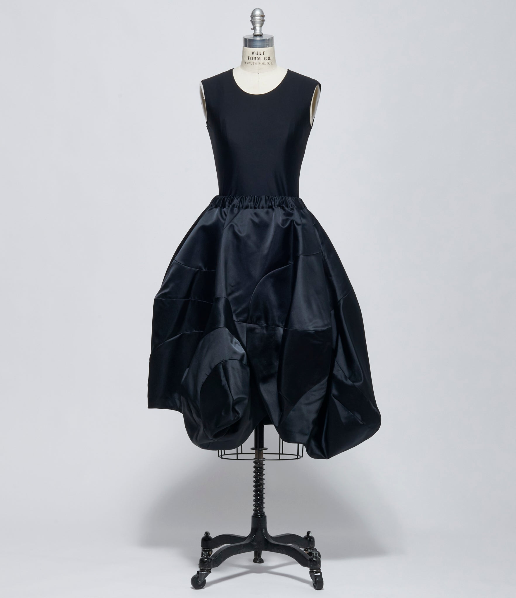 FW26 Comme des Garçons Womens Black Sculpted Satin Skirt