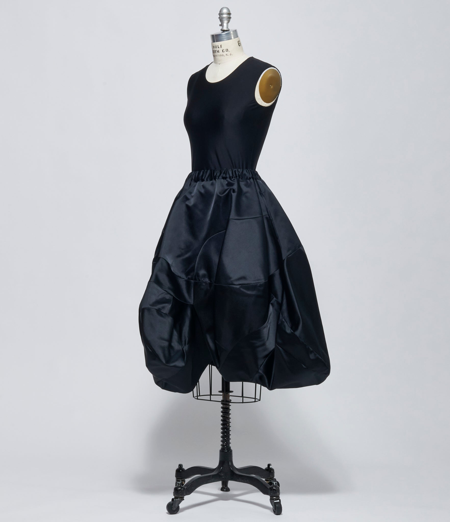 FW26 Comme des Garçons Womens Black Sculpted Satin Skirt