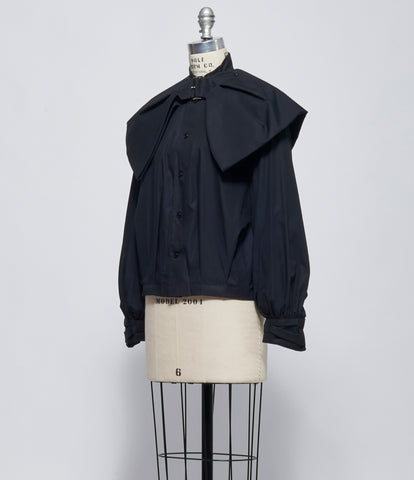 FW26 Comme des Garçons Noir Kei Ninomiya Womens Black Bow Cape-Yoke Jacket
