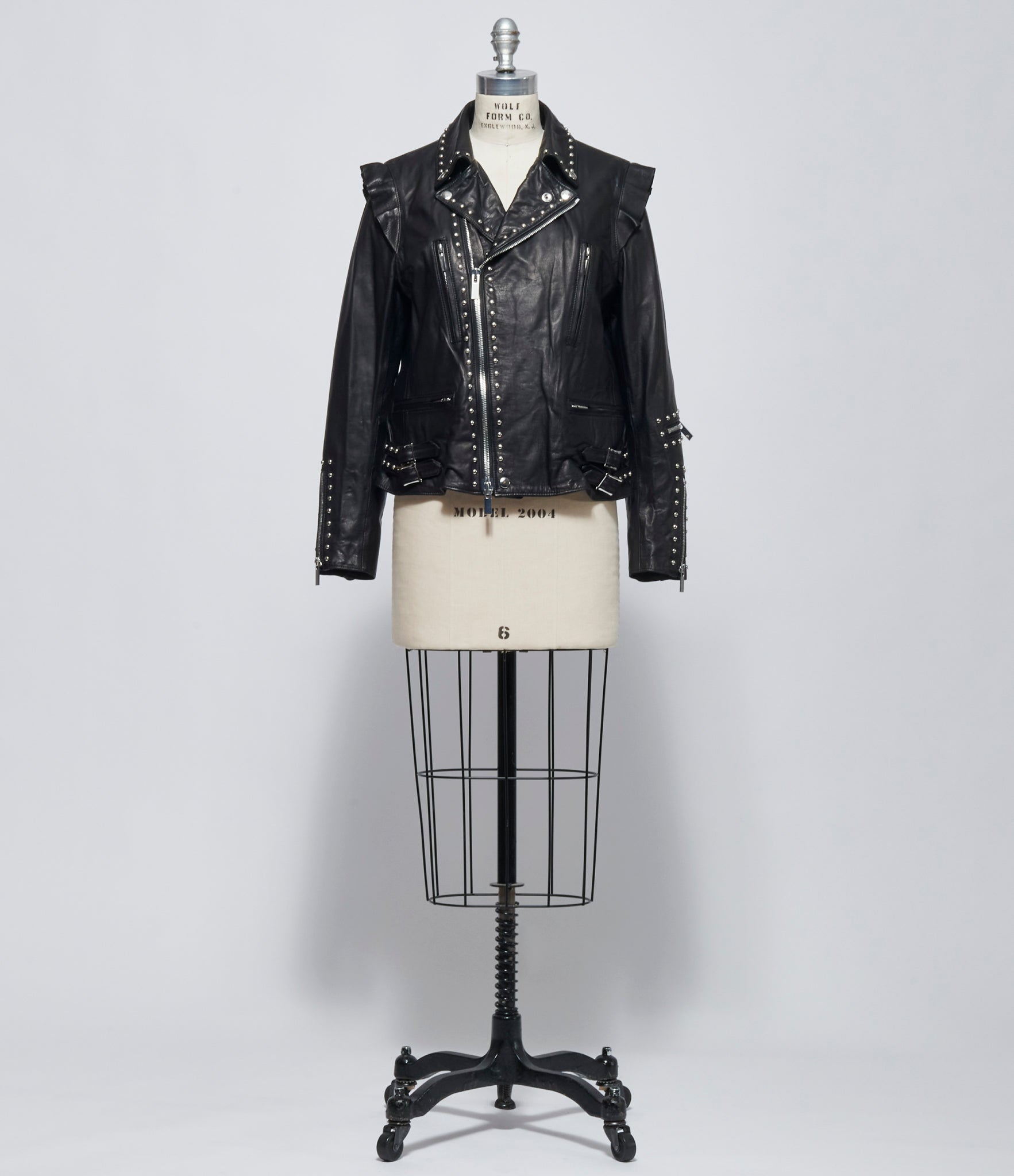 FW26 Comme des Garçons Noir Kei Ninomiya Womens Black Studded Leather Biker Jacket