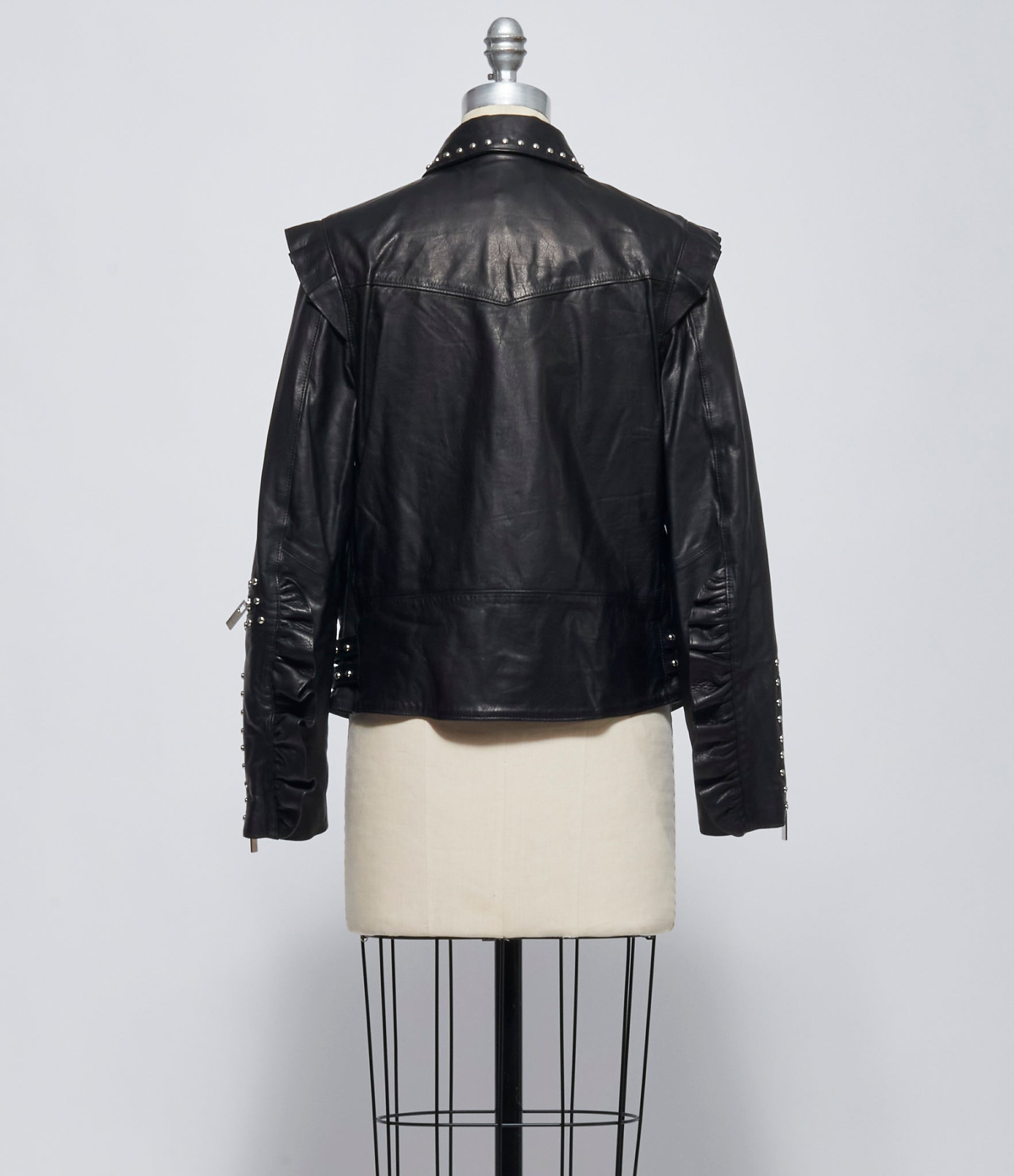 FW26 Comme des Garçons Noir Kei Ninomiya Womens Black Studded Leather Biker Jacket