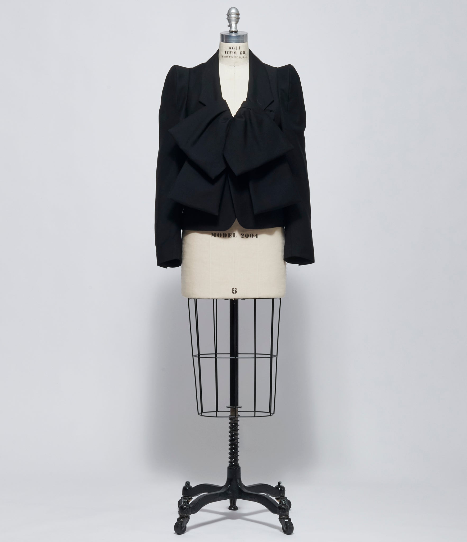 FW26 Comme des Garçons Noir Kei Ninomiya Womens Black Bow-Front Wool Mohair Blazer
