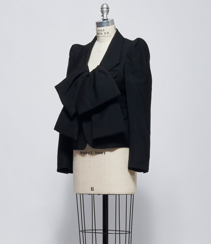 FW26 Comme des Garçons Noir Kei Ninomiya Womens Black Bow-Front Wool Mohair Blazer