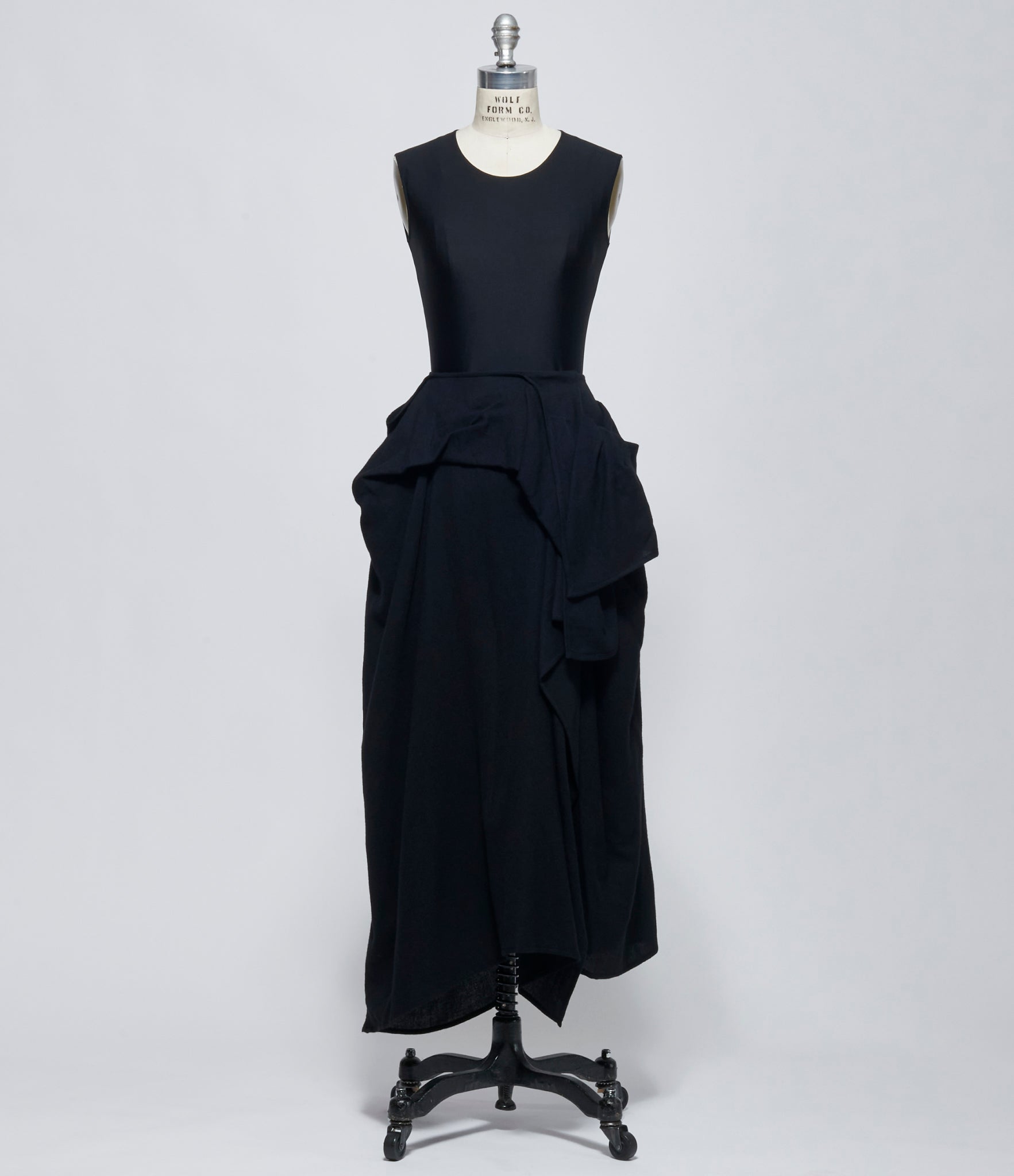 FW26 Yohji Yamamoto Womens F Draped Wrap Skirt Black