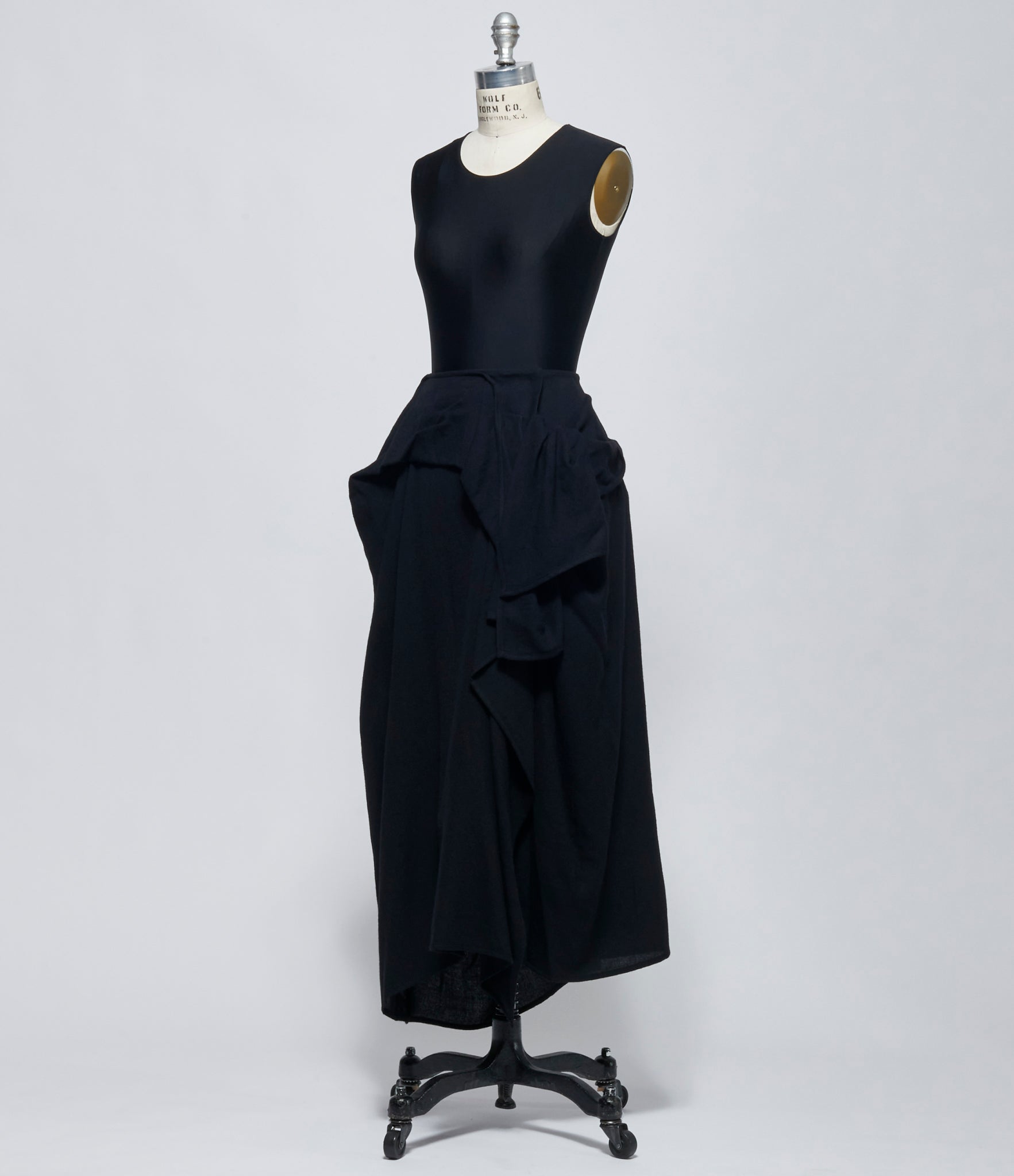 FW26 Yohji Yamamoto Womens F Draped Wrap Skirt Black