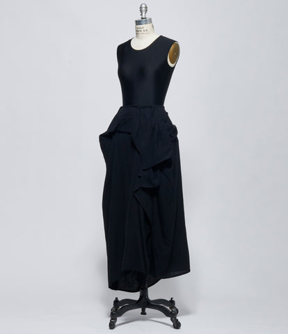 FW26 Yohji Yamamoto Womens F Draped Wrap Skirt Black
