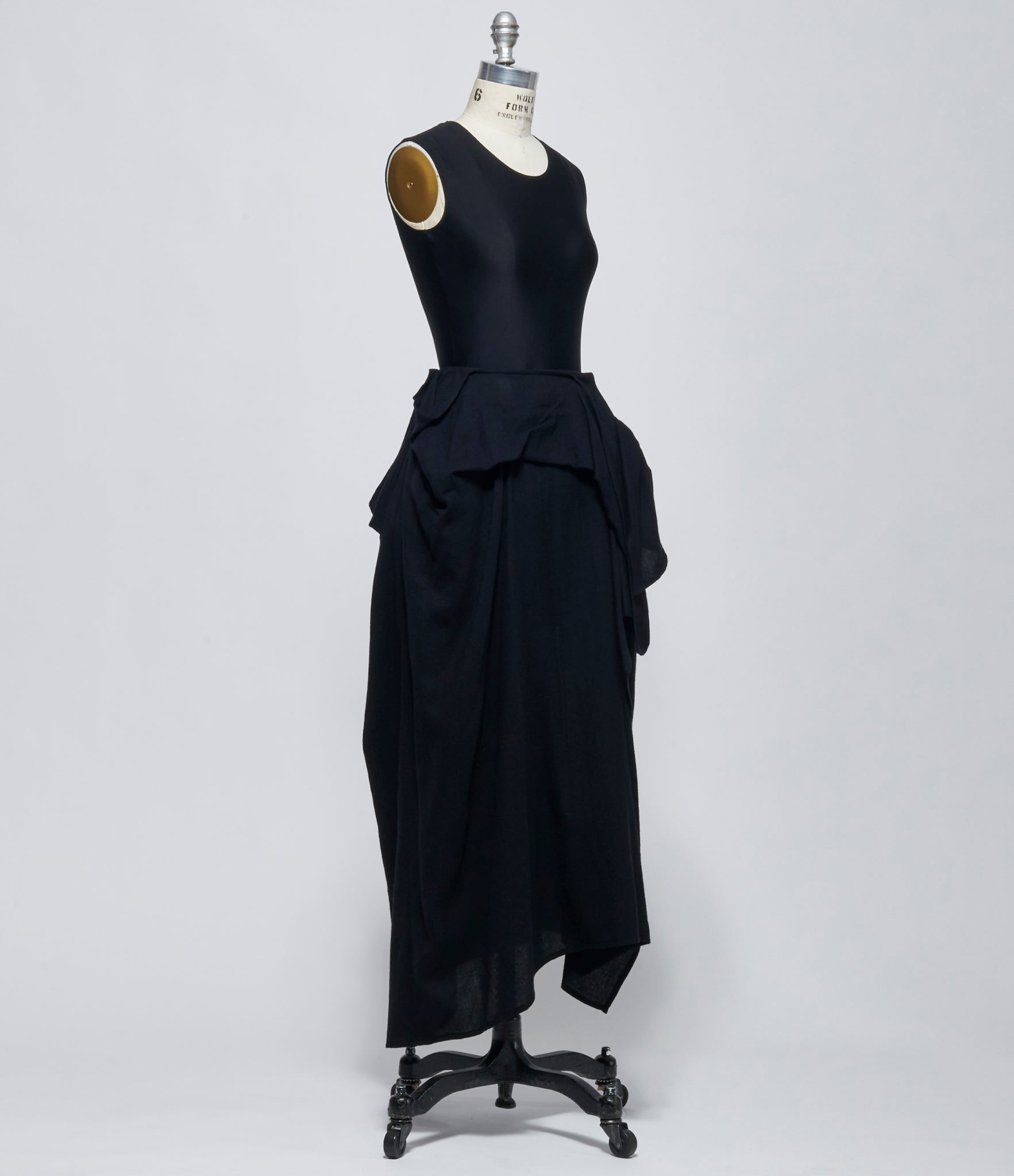 FW26 Yohji Yamamoto Womens F Draped Wrap Skirt Black