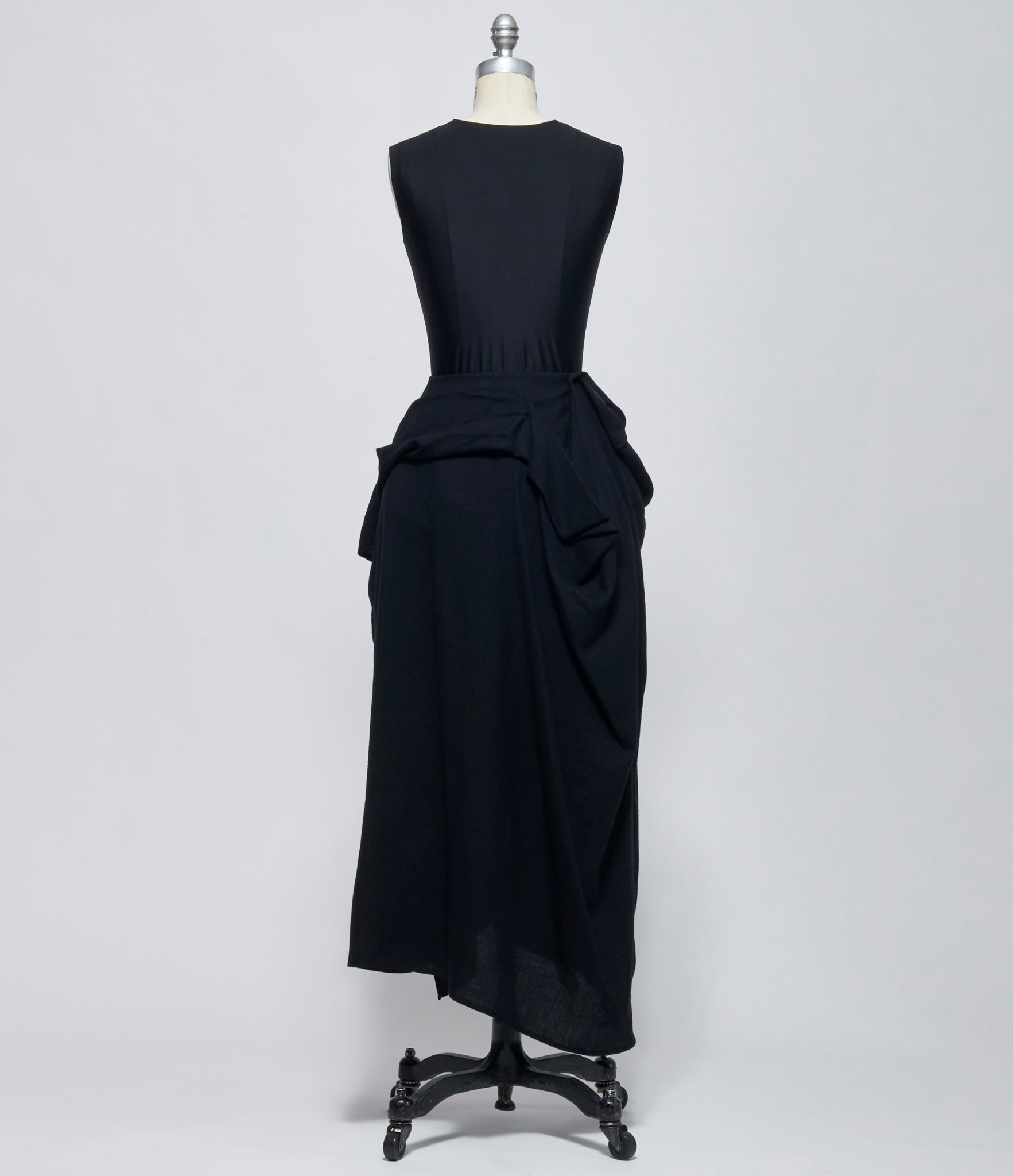 FW26 Yohji Yamamoto Womens F Draped Wrap Skirt Black