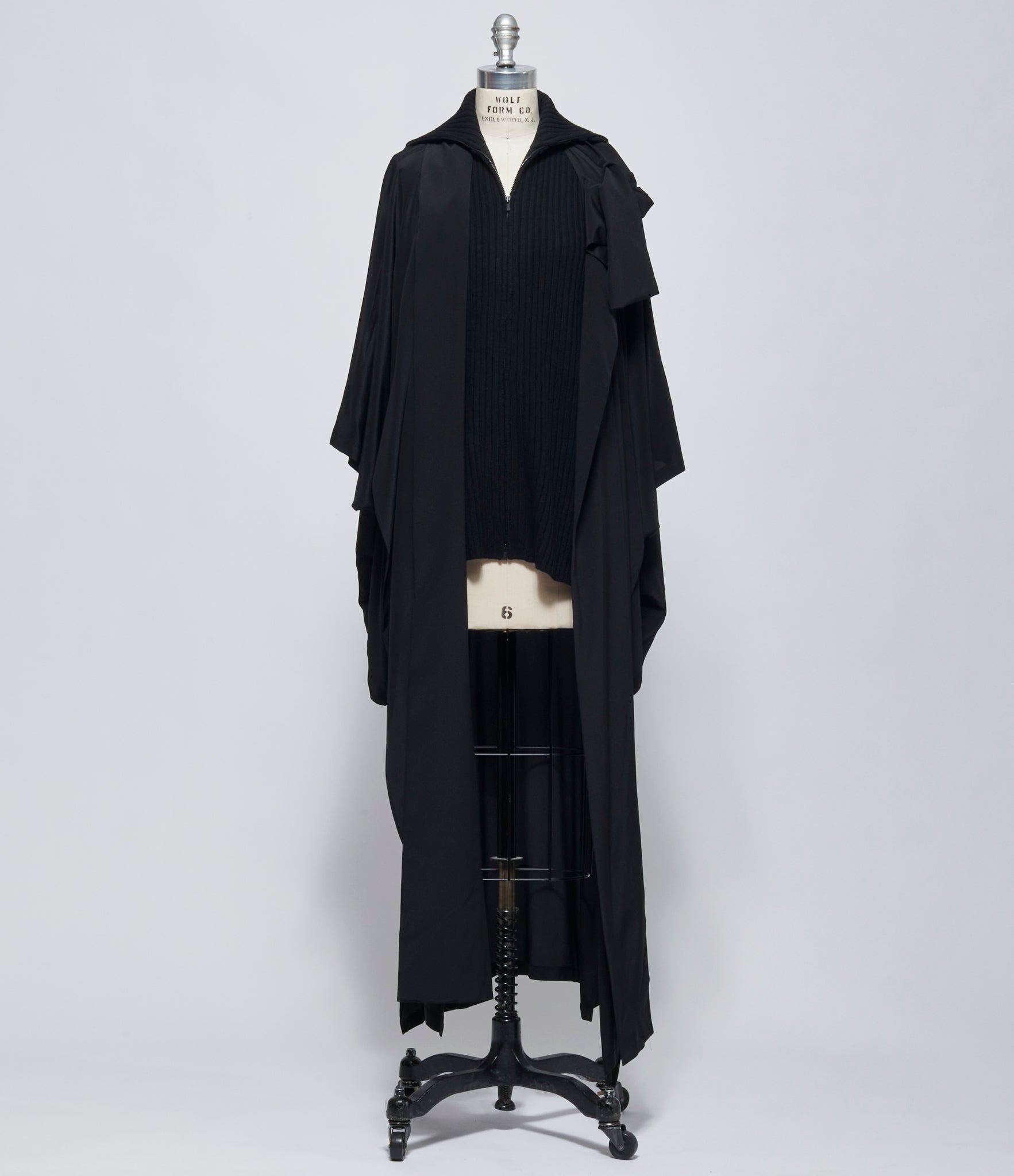 FW26 Yohji Yamamoto Womens Knit Combi Kimono Coat Black