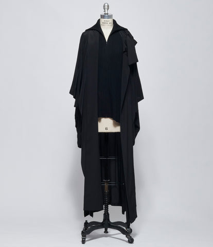 FW26 Yohji Yamamoto Womens Knit Combi Kimono Coat Black