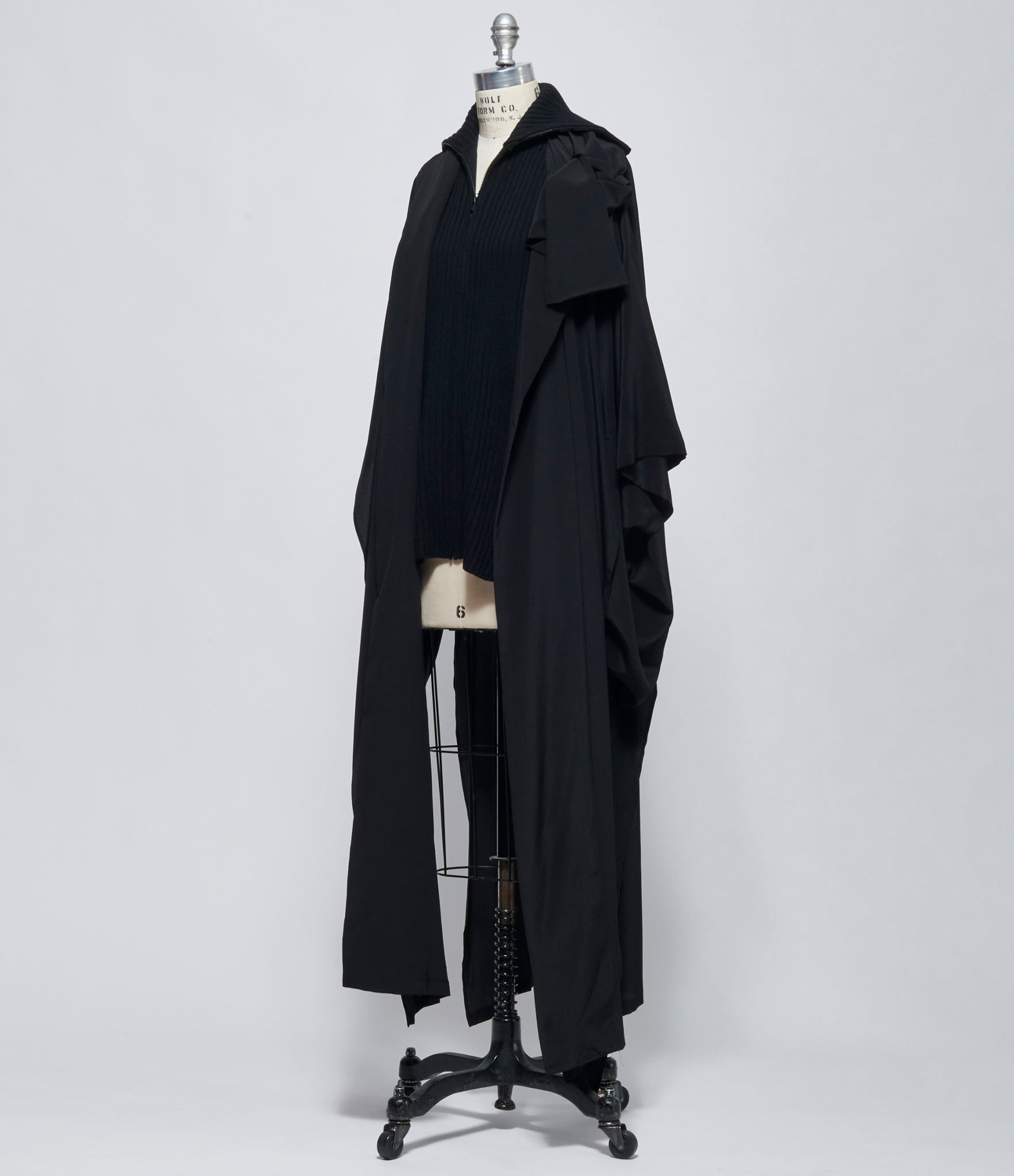 FW26 Yohji Yamamoto Womens Knit Combi Kimono Coat Black