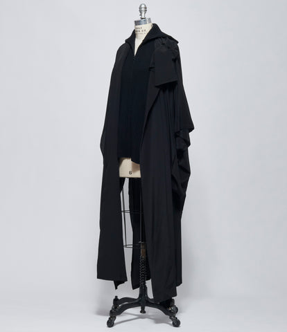 FW26 Yohji Yamamoto Womens Knit Combi Kimono Coat Black