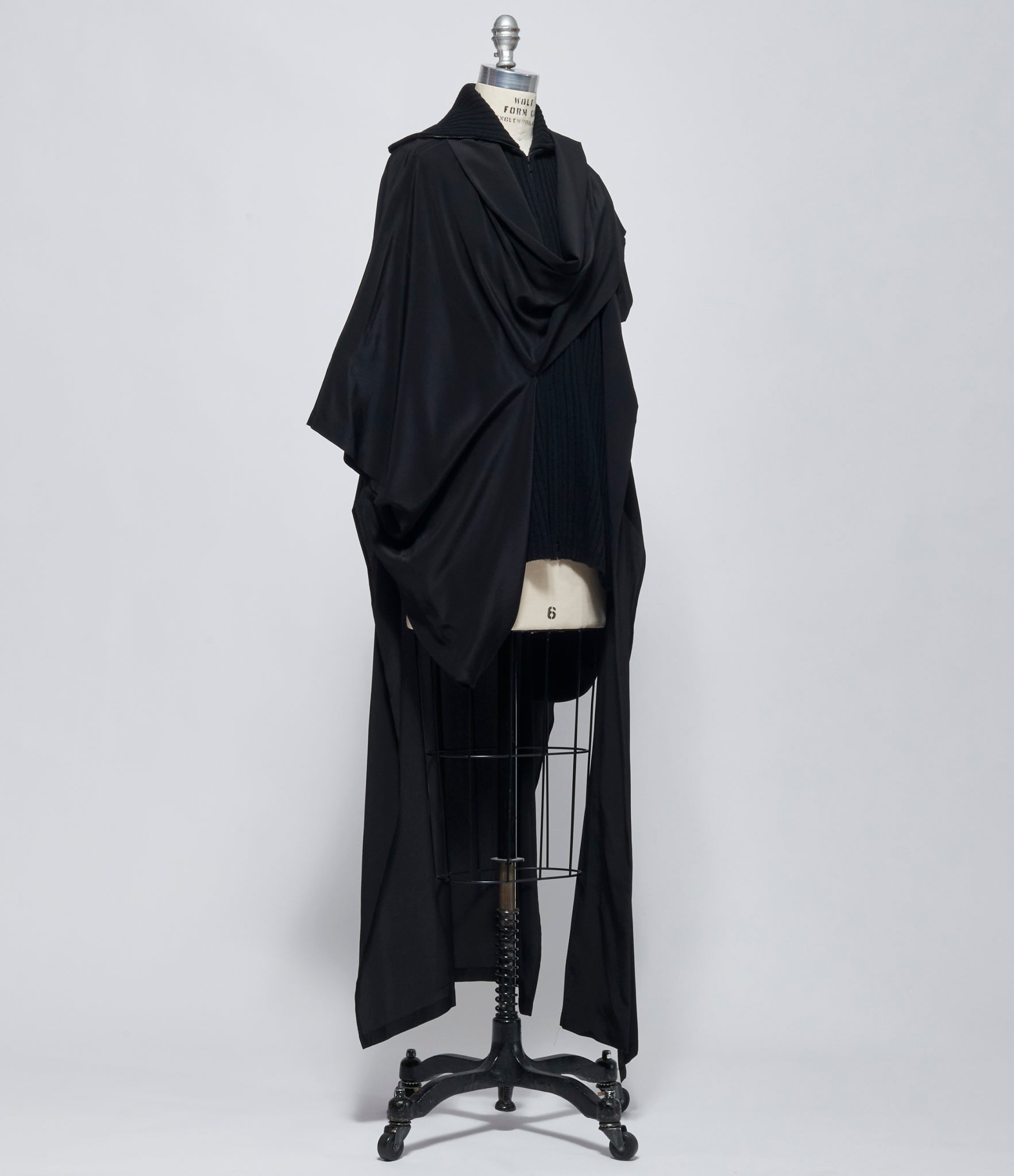 FW26 Yohji Yamamoto Womens Knit Combi Kimono Coat Black