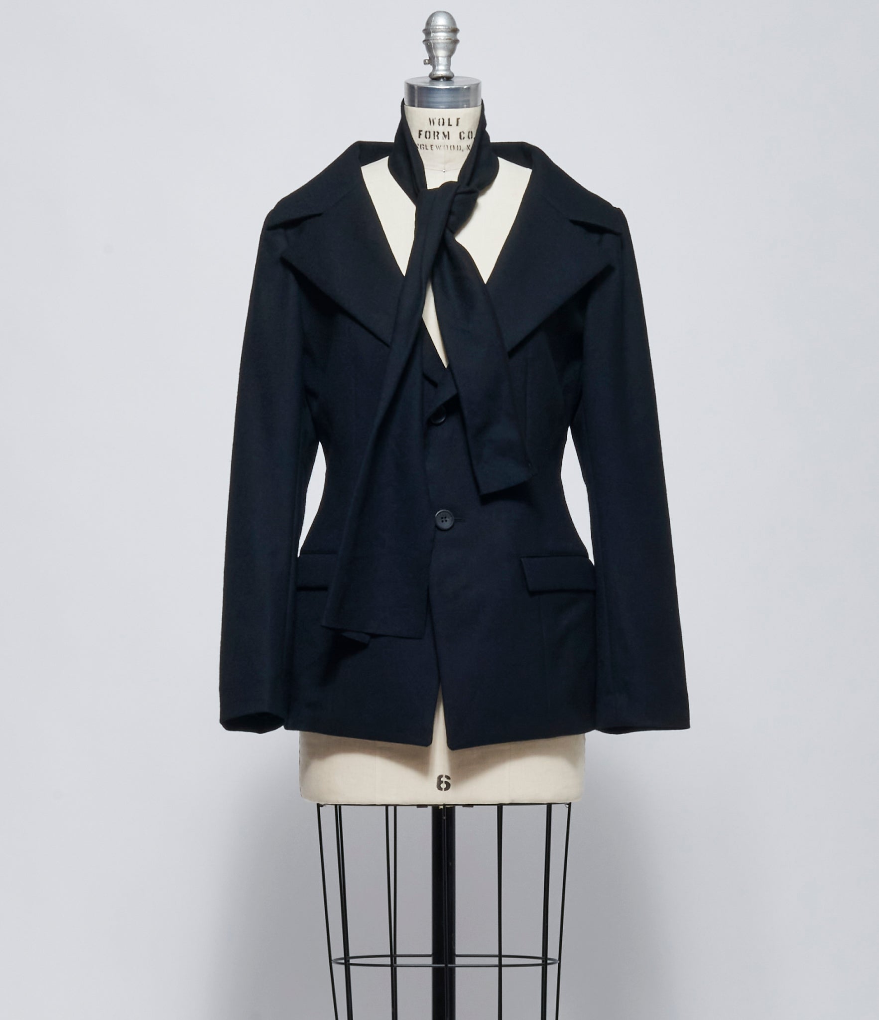 FW26 Yohji Yamamoto Womens Stole Detail Single Jacket Black