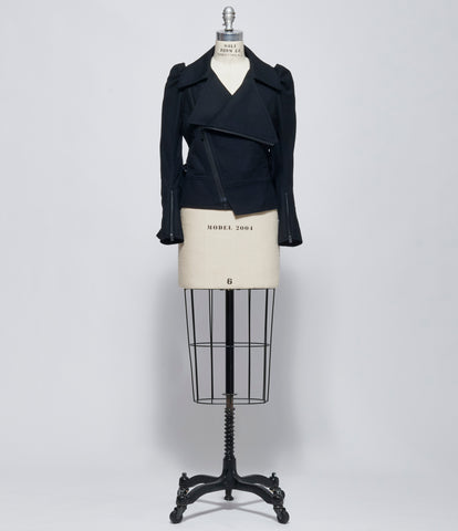 FW26 Yohji Yamamoto Womens Big Lapel Biker Jacket Black