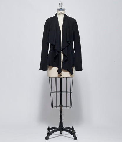 FW26 Yohji Yamamoto Womens Front Draped Detail Jacket Black