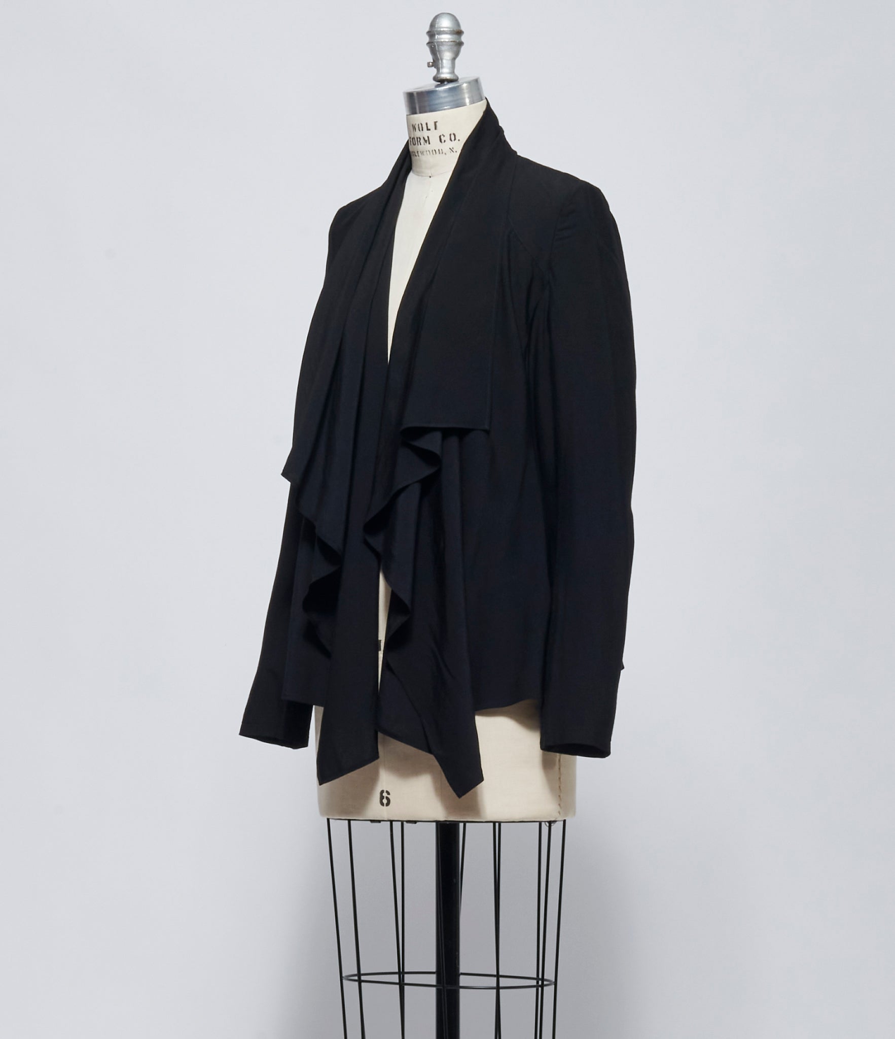 FW26 Yohji Yamamoto Womens Front Draped Detail Jacket Black