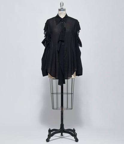 FW26 Yohji Yamamoto Womens O Shoulder Shirt Black