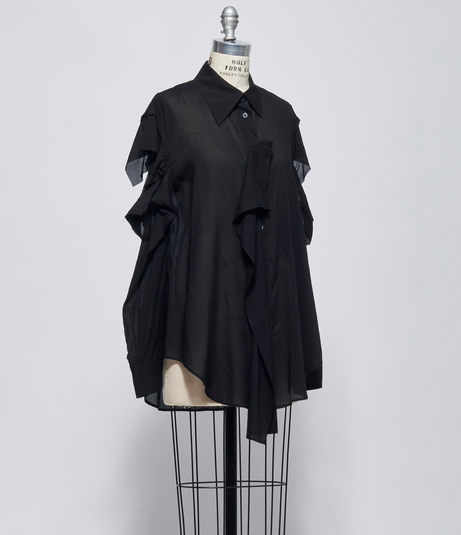 FW26 Yohji Yamamoto Womens O Shoulder Shirt Black