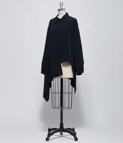 FW26 Yohji Yamamoto Womens R Long Asymmetric Blouse Black