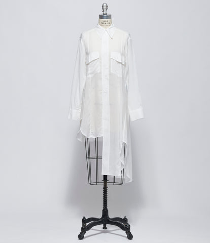 FW26 Yohji Yamamoto Womens L Flare Shirt Dress Off White