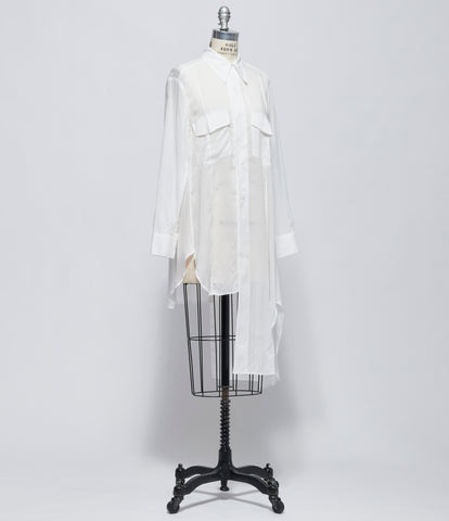 FW26 Yohji Yamamoto Womens L Flare Shirt Dress Off White
