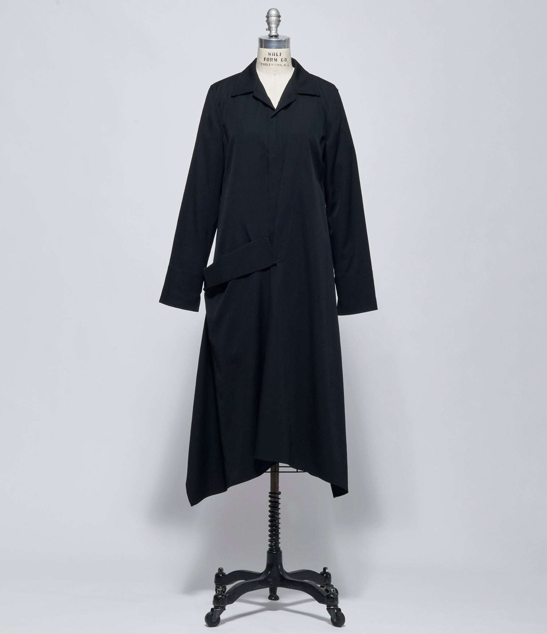 FW26 Yohji Yamamoto Womens R Drape Detail Shirt Dress Black