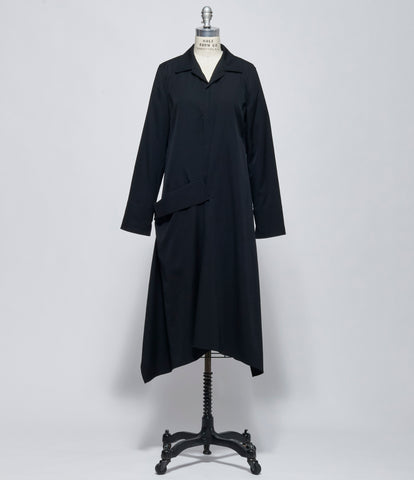 FW26 Yohji Yamamoto Womens R Drape Detail Shirt Dress Black