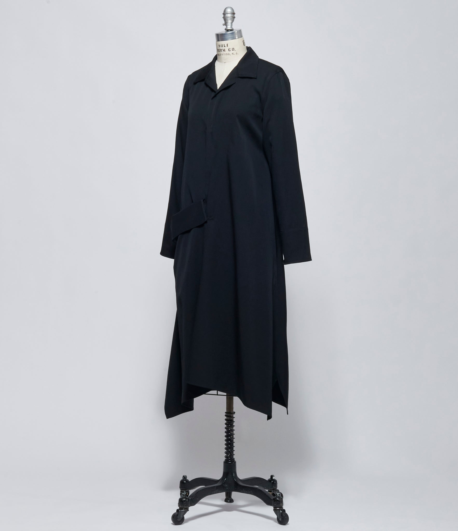 FW26 Yohji Yamamoto Womens R Drape Detail Shirt Dress Black