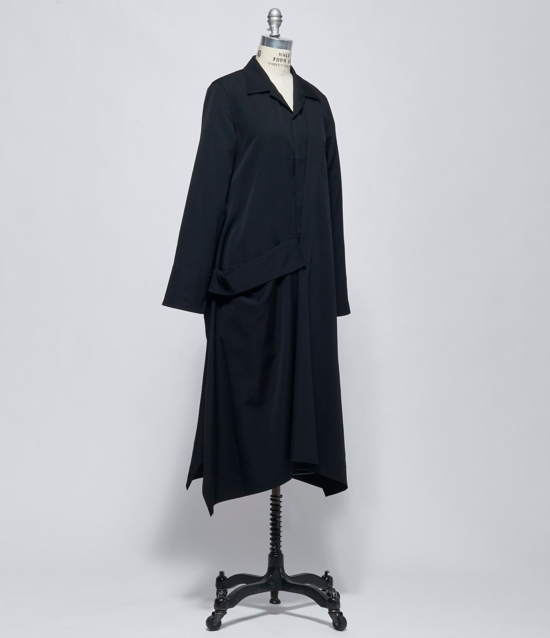 FW26 Yohji Yamamoto Womens R Drape Detail Shirt Dress Black