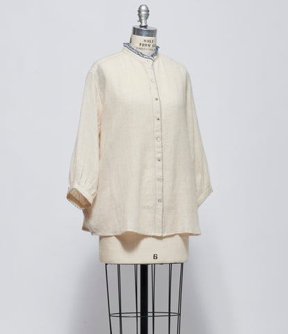 FW26 Pero Womens Ivory Pashmina Ruffle Collar Shirt