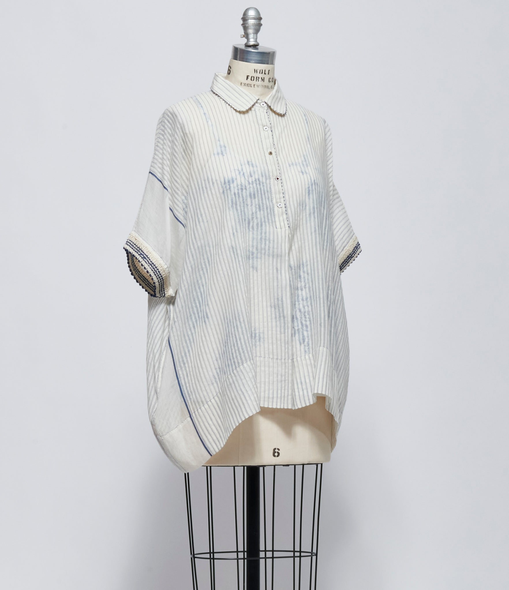 FW26 Pero Womens Ivory and Blue Cotton-Silk Blouse