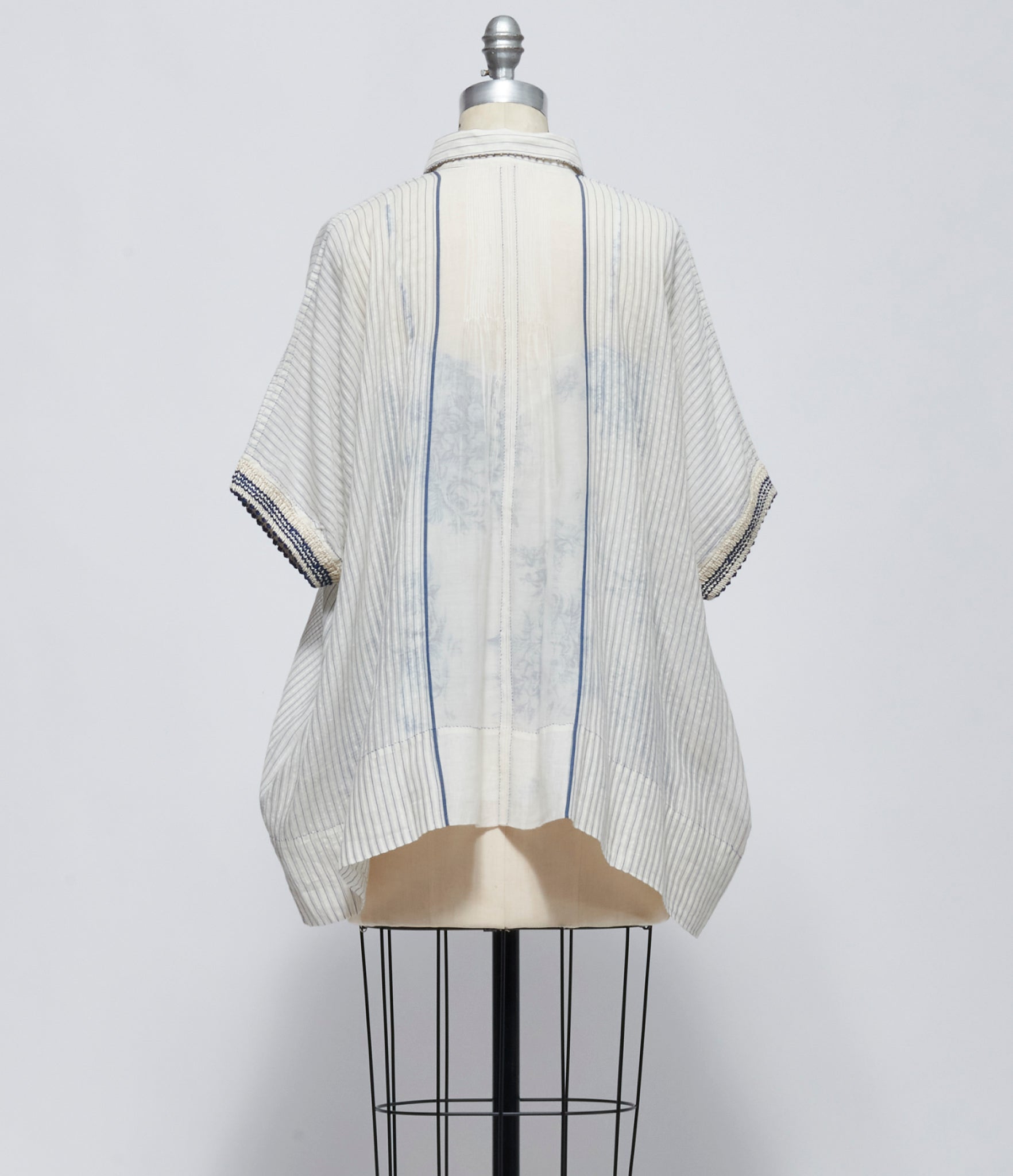 FW26 Pero Womens Ivory and Blue Cotton-Silk Blouse