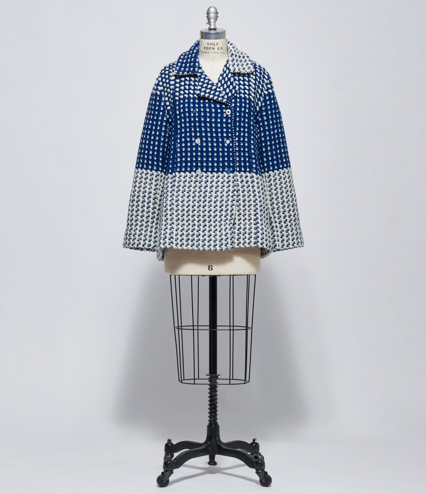 FW26 Pero Womens Blue and Ivory Wool Jacket