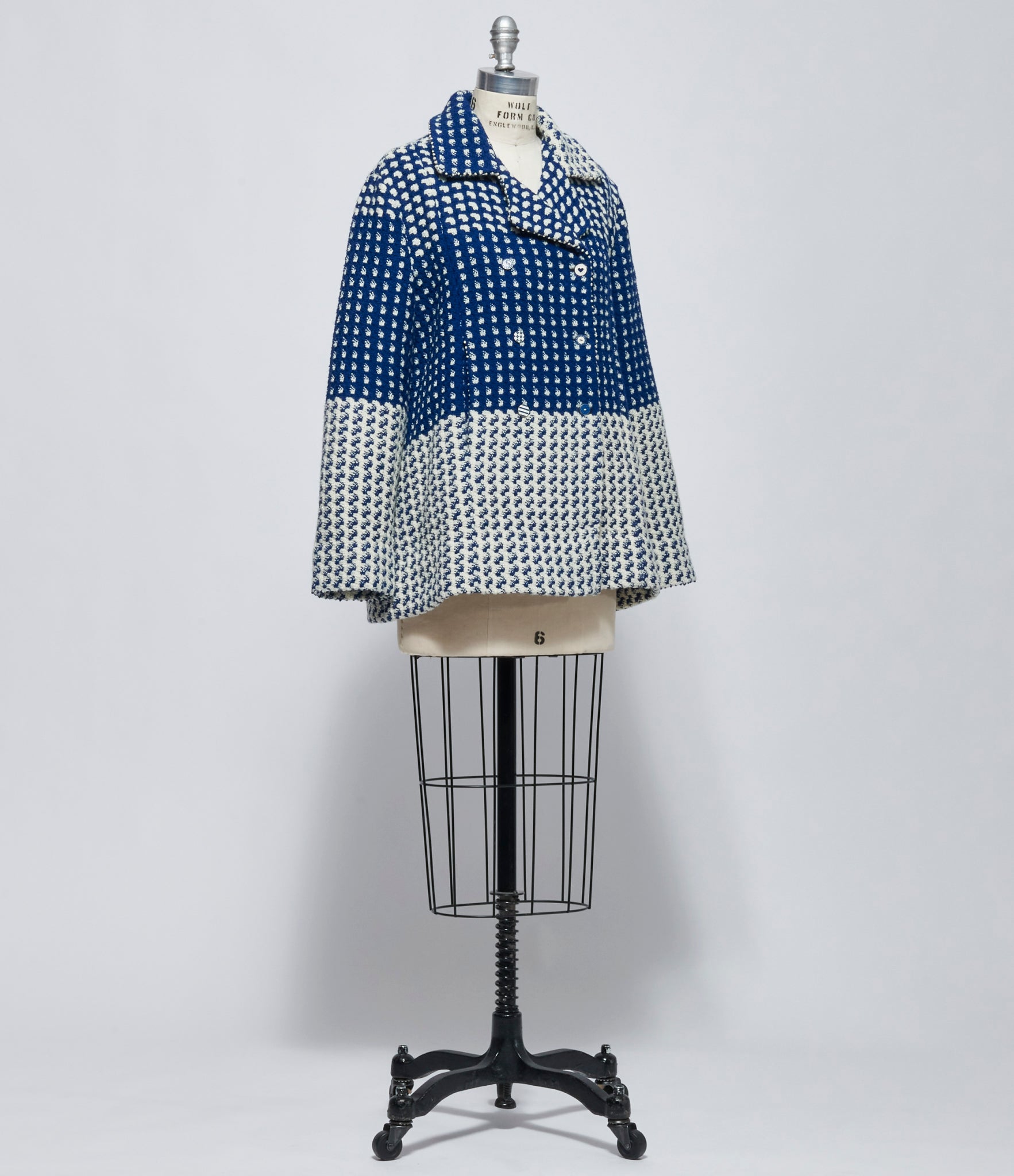 FW26 Pero Womens Blue and Ivory Wool Jacket