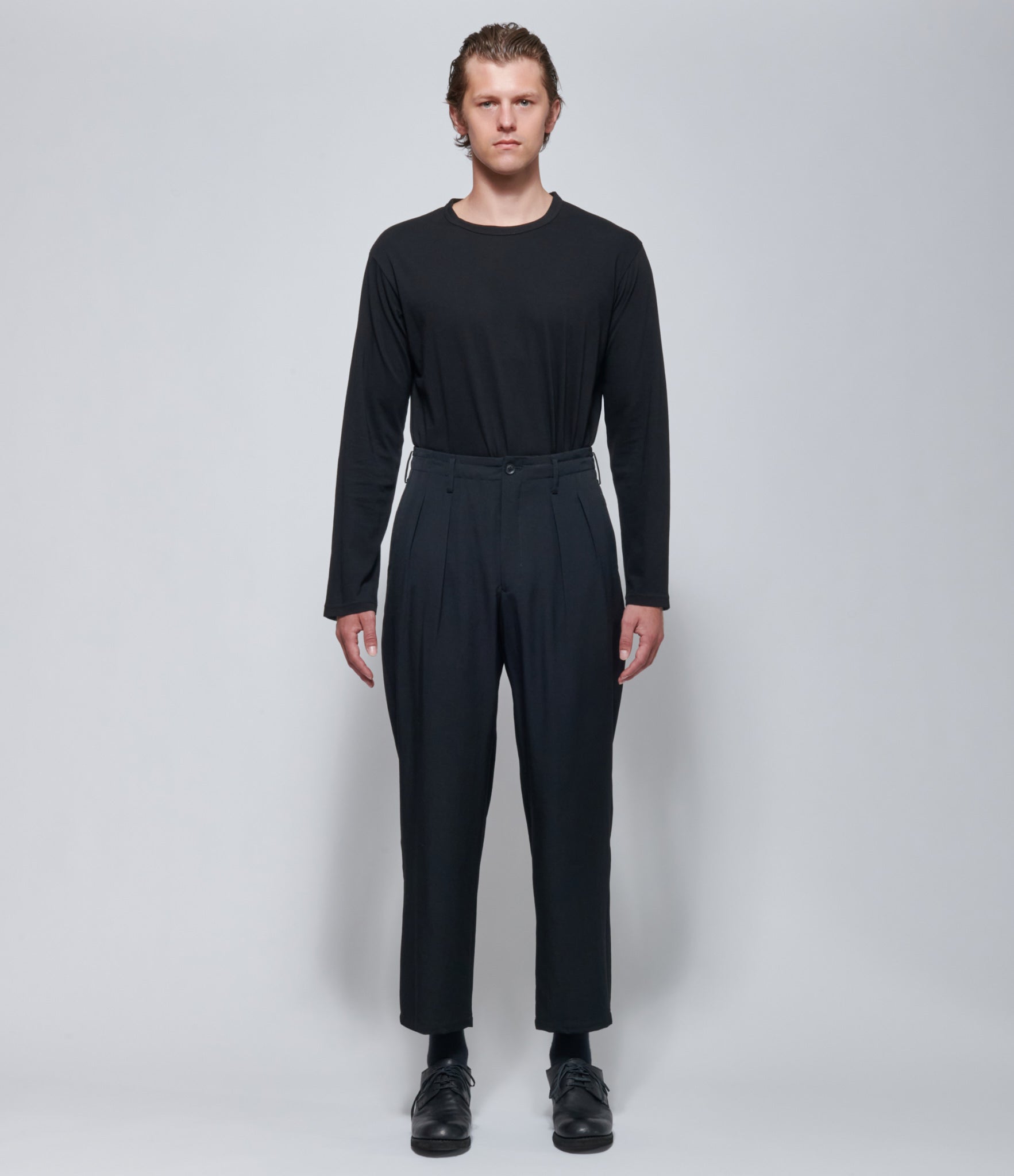 FW26 Yohji Yamamoto Mens 2 Tuck Suit Pants Black