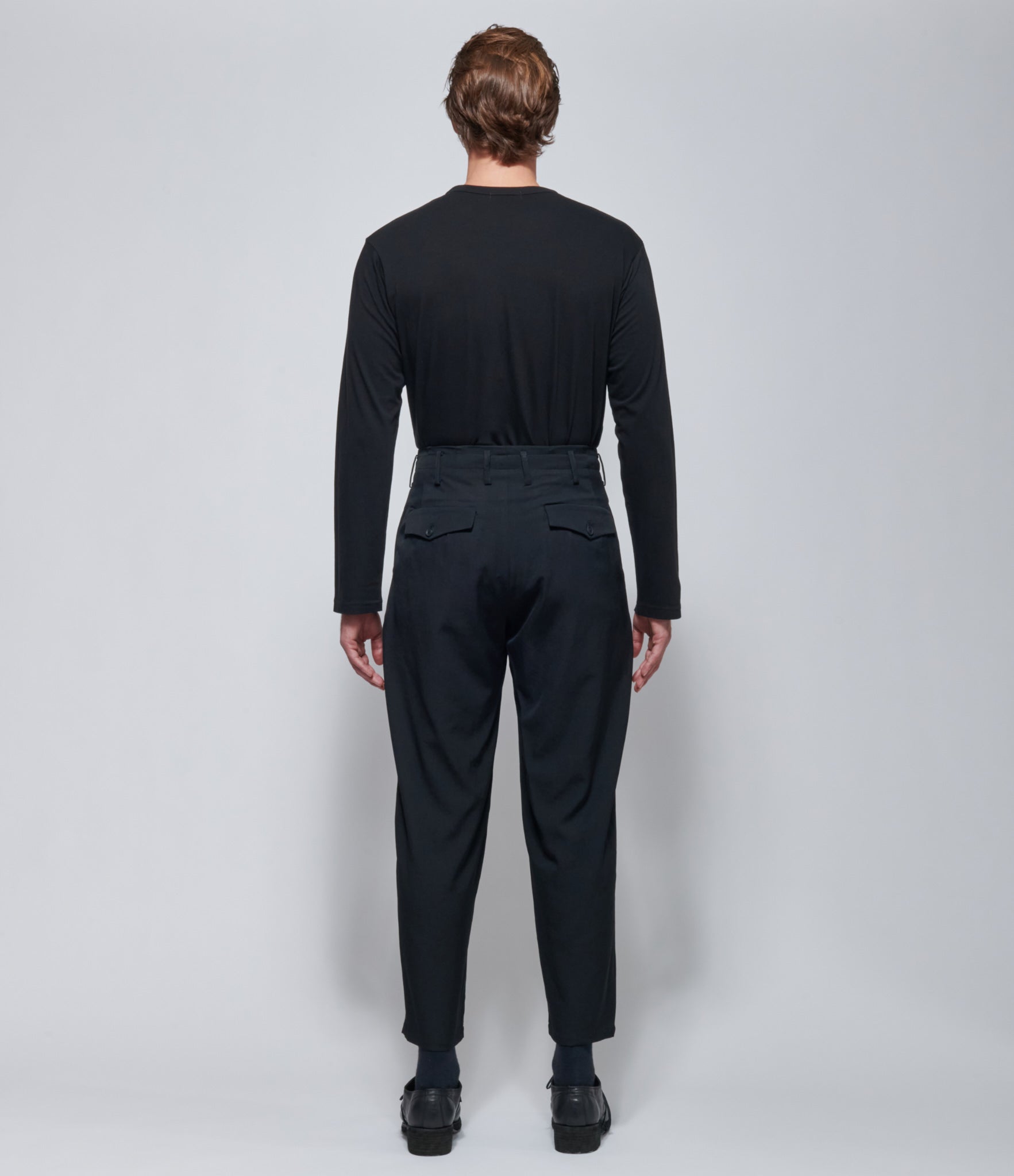 FW26 Yohji Yamamoto Mens 2 Tuck Suit Pants Black